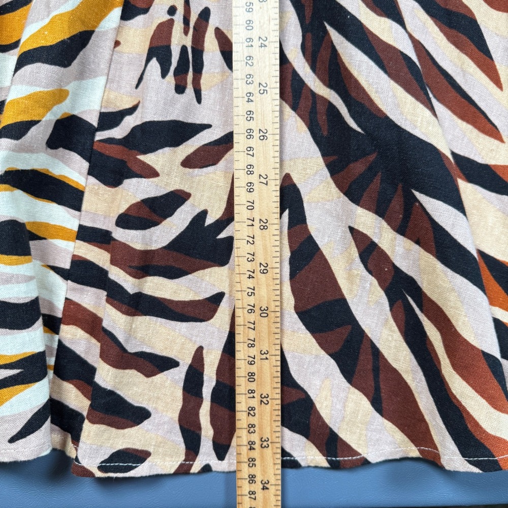 Who What Wear Dress Medium Linen Blend Animal Print Mini‎ Fit Flare Belted - Picture 8 of 9